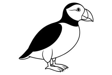 puffin silhouette line art vector illustration with a white background