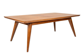 Fototapeta premium PNG Mid-century modern wooden rectangular coffee table with angled legs