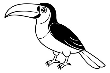 toucan silhouette line art vector illustration with a white background