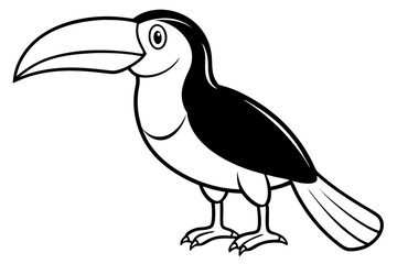 toucan silhouette line art vector illustration with a white background