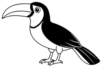 toucan silhouette line art vector illustration with a white background