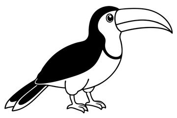 toucan silhouette line art vector illustration with a white background