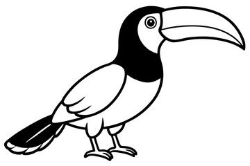 toucan silhouette line art vector illustration with a white background