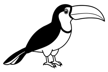 toucan silhouette line art vector illustration with a white background