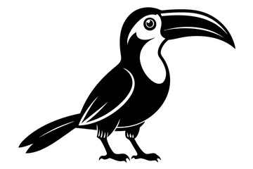 toucan silhouette line art vector illustration with a white background