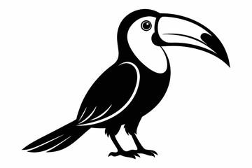 toucan silhouette line art vector illustration with a white background