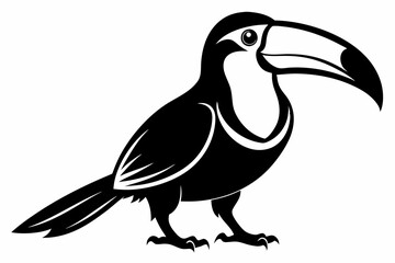 toucan silhouette line art vector illustration with a white background