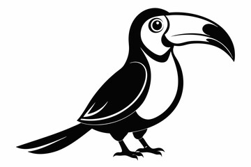 toucan silhouette line art vector illustration with a white background