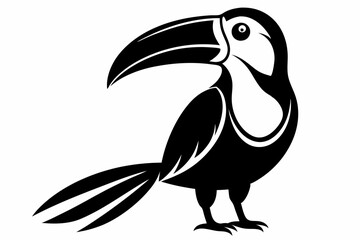 toucan silhouette line art vector illustration with a white background
