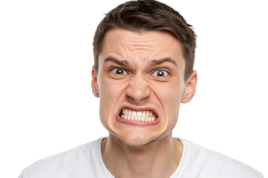 PNG Young caucasian male making an angry facial expression with gritted teeth - Powered by Adobe