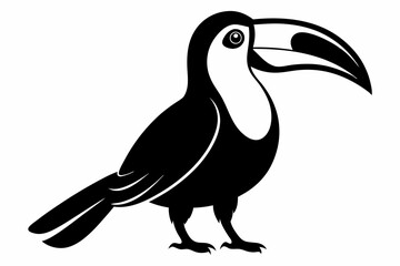 toucan silhouette line art vector illustration with a white background
