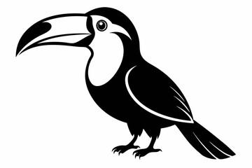 toucan silhouette line art vector illustration with a white background