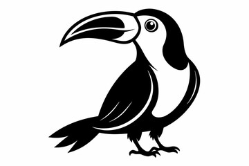 toucan silhouette line art vector illustration with a white background