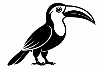 Obraz premium toucan silhouette line art vector illustration with a white background