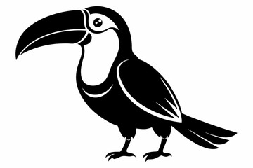 toucan silhouette line art vector illustration with a white background