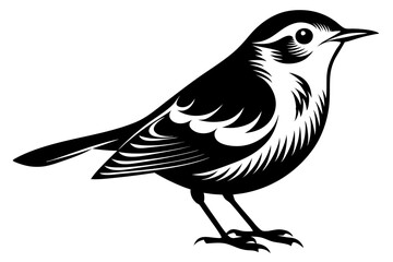 warbler silhouette line art vector illustration with a white background