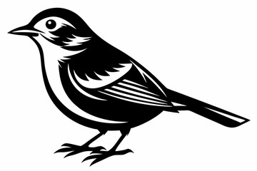 warbler silhouette line art vector illustration with a white background