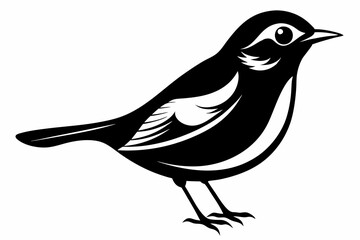 warbler silhouette line art vector illustration with a white background