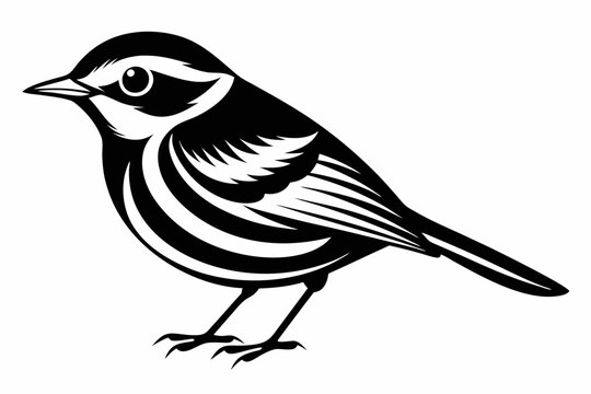 warbler silhouette line art vector illustration with a white background