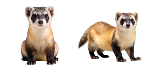 Black Footed Ferret Walking Isolated On Transparent Background