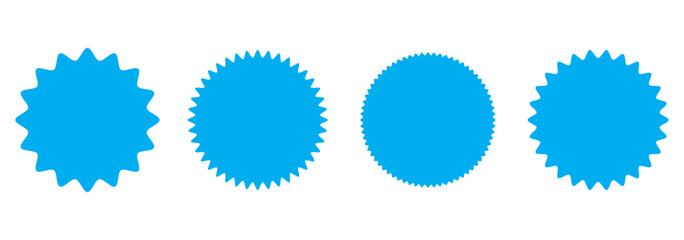 Starburst sale price stickers and labels. Set of price stickers, sale or discount stickers, and sunburst badge icon. Special offer price tag. Blank sale stickers