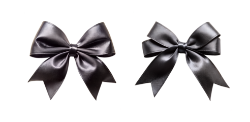 Black Ribbon Bow Isolated On Transparent Background