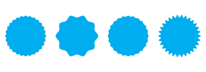 Starburst sale price stickers and labels. Set of price stickers, sale or discount stickers, and sunburst badge icon. Special offer price tag. Blank sale stickers