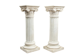 PNG Pair of classical ionic columns with intricate capitals on black background