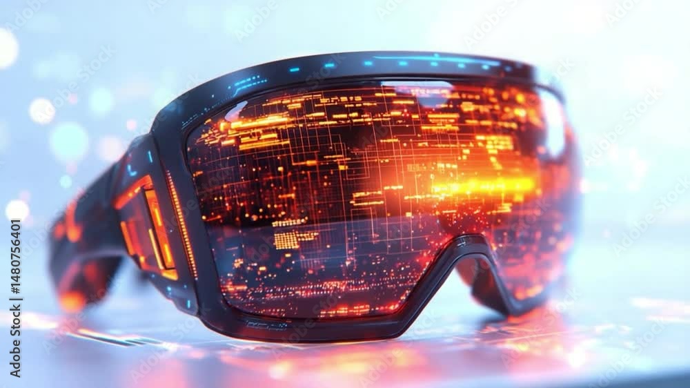 Poster augmented reality vision: a cutting-edge pair of augmented reality glasses showcase a futuristic dis
