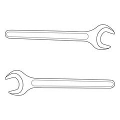 wrench line art vector design. wrench outline illustration design.