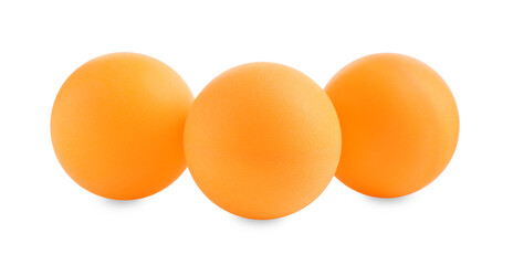 Three ping pong balls isolated on white