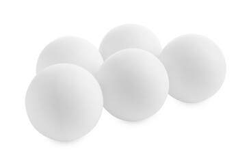 Many ping pong balls isolated on white