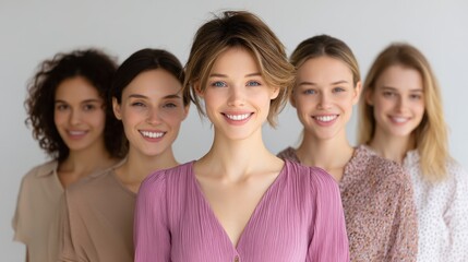 Fototapeta premium Smiling Diverse Women Group Portrait Happy and Confident Young Females