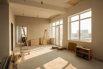 Fototapeta premium professional interior renovation crew in the appartement 