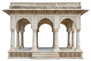 PNG Intricate white marble pavilion with ornate arches and columns