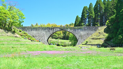 国宝の通潤橋　春の風景　熊本県山都町