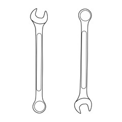 wrench line art vector design. wrench outline illustration design.