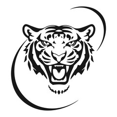 Tiger head vector, wild animal face, tribal tiger design, jungle predator art, feline emblem icon