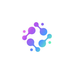 simple molecule, neuron logo biology science icon, floral neuron plasma circular.
