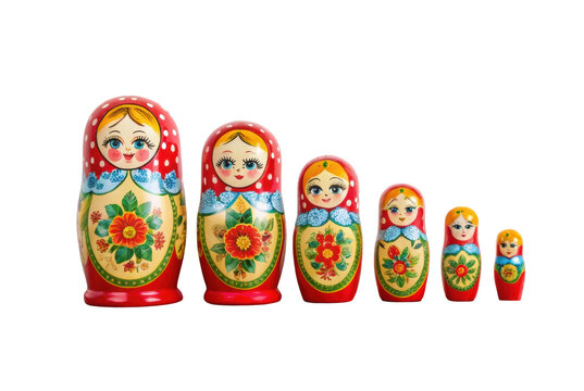 PNG Colorful russian matryoshka dolls in descending size order