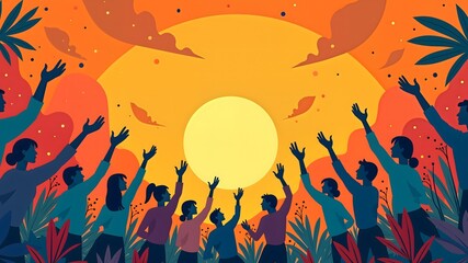 Obraz premium Children's Day - May 2 (Brazil) sale banner design free space in the center. Mexican muralists style 