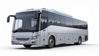 Blank Light Grey Coach Bus 3/4 Front Mockup