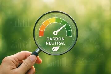 Carbon Neutral Performance Gauge With Nature Background