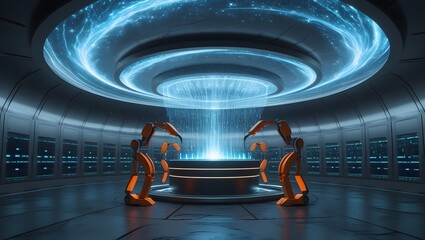 Futuristic Underground AI Control Room