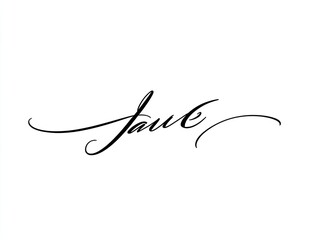 Elegant handwritten word art.  A stylized, flowing script, featuring the word Jaue