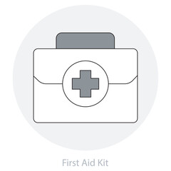 Fototapeta premium First Aid Kit icon, Compact Medical Kit for Home, Travel & Workplace Safety, Essential First Aid Kit for Emergency Preparedness, vector