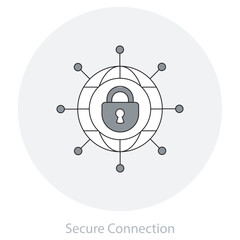 Secure Connection icon, Fortifying the Web Building a Secure Connection Every Time, Encrypted and Protected The Power of a Secure Connection, vector