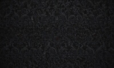 Intricate black gothic damask, swirling vines , motif, victorian