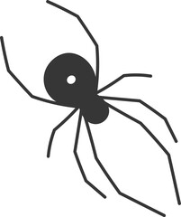 Minimalist vector illustration featuring a black spider crawling across a white background, ideal for enhancing Halloween themed projects or adding a touch of spooky design elements