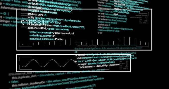 Data dashboard panels floating against dark code background, displaying 711